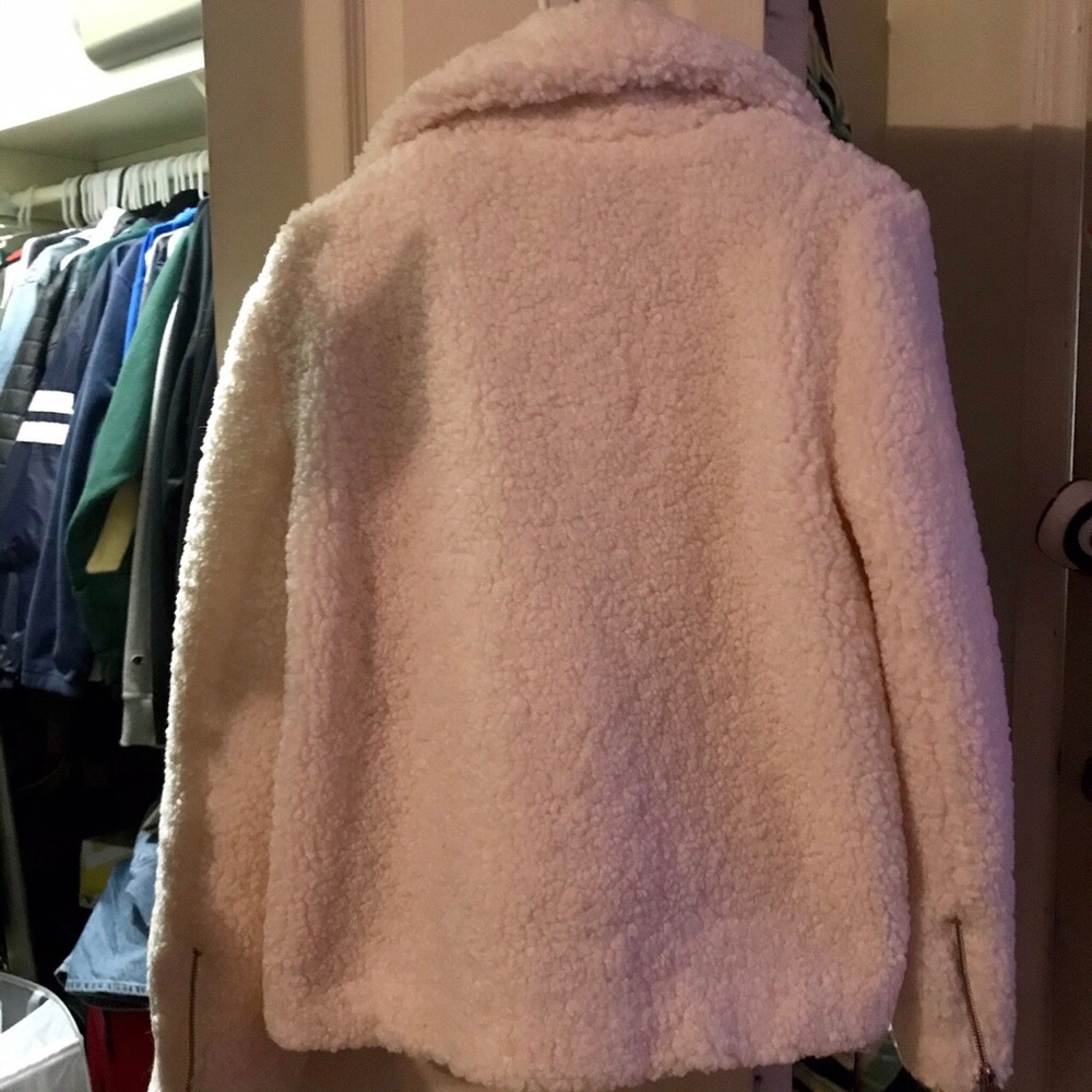 Teddy Ivory Moto Style Jacket - Picture 3 of 4